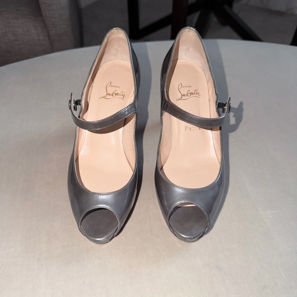 Christian Louboutin Metallic Gray Mary Jane Heels